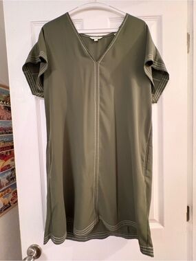 NWOT Olive Green V-Neck Shift Dress